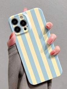 1pc Simple Girly Style Striped Pattern Perforated Glossy Film Case Full Coverage Hard Phone Case Compatible With Iphone 17 Pro, 16e, 16, 15, 14, 13, 12, 11, XR, XS,Compatible With Samsung Galaxy S26, S25, S24, S23, S22, A73, A55, A53, A35, And A34. High-End, Stylish, And Fun Phone Cases, Perfect For Daily Commutes, Afternoon Tea, Beach Vacations, Summer Outings, And Dates. - Multicolor - View 9
