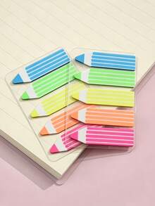 Multi-Color Pencil Shaped Self-Adhesive Sticky Notes, Suitable For Daily Planning, Organizing, Home And Office Decoration, Highly Attractive Desktop Decor, Convenient For Reminders, Recording And Schedule Planning - A - View 7