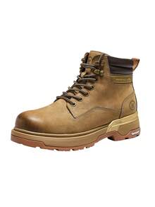 CAMEL CROWN Men's Water-Resistant High-Top Lace-Up Boots – Stylish, Non-Slip, Thick-Soled Work-Style Outdoor Boots - Khaki - View 2