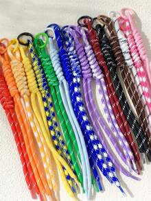 10/20Pcs Random-Colorful Nylon Rope DIY Handmade Weaving Set,Material For Woven Keychains And Backpack Ornaments,Great Choice For Valentine's Day Gift - Multicolor - View 6