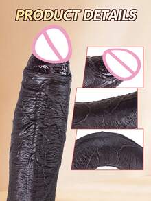 Plug Anal Estilo Pênis com Toque Realista, 3 Tamanhos Disponíveis, Dildo de Silicone de Dupla Densidade Extra Grosso, Estimulador do Ponto G Feminino, Brinquedo Adulto de Prazer Não Elétrico, Adequado para Homens e Casais, Produto de Bem-Estar Sexual Pessoal - preto - Visão 6