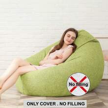 125*140cm Extra Large Bean Bag Cover, No Filling Included, Imitation Linen Polyester Fabric, Heavy-Duty Tatami Ottoman Lounge Cushion Cover, Suitable For Home, Outdoor & Beach Use, Multiple Colors Available - View 17