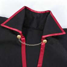 Medieval European Royal Cape With Padded Shoulders, Vintage Gear Chain Hooded Cloak, Unisex Vampire Cape For Cosplay And Stage Performance - Black - View 4