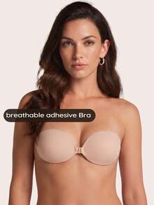 Lignisse Women Sticky Bra Invisible Adhesive Bra Strapless Backless Push Up Breast Lift Bra Reusable Nipple Cover Seamless Bra For Wedding Dress Party - Multicolor - View 3