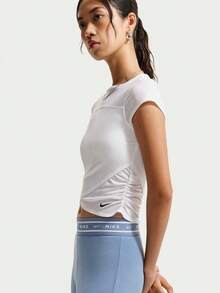 Nike Women's AS W NK Cap Sleeve Crossover Short Sleeve Knit Collarless T-Shirt TIV5006-100 - White - View 3
