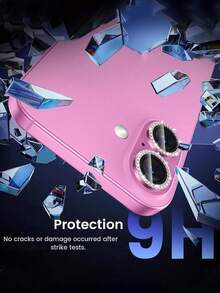 MIGAE 3pcs/Pack - Rose Pink 16/16 Plus Camera Lens Protector, 9H Tempered Glass Camera Cover Screen Protector, High Definition Transparent, With Independent Metal Ring, Compatible With IPhone 16 6.1 Inch/16 Plus 6.7 Inch, Compatible With Phone Case, Phone Accessories - Hot Pink - View 5