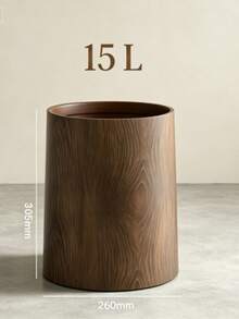 Faux Wood Grain Flip Lid Trash Can, Cylindrical With Lid Waste Bin, Home Decor - Multicolor - View 9