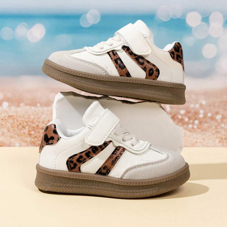 1 Par de Tênis Esportivos Infantis para Meninas, Tênis Infantis, Novos Tênis Esportivos Infantis Primavera/Outono, Tênis Leves para Caminhada de Bebês, Tênis Esportivos para Bebês, Slip-On com Fita Mágica, Tênis de Treinamento Infantil, Tamanho Pequeno, Sugerimos Pedir um Número Acima - Castanho - Visão 1