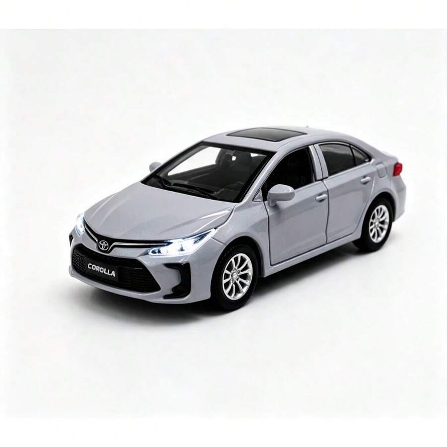 Miniatura  Corolla 1:32 Metal Luz Som Fricção Abre Portas Colecionável Premium - CINZA NARDO - Visão 1