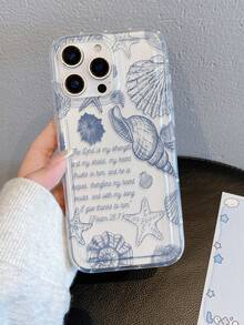 1pc Seashell Ocean Element Pattern, Air Cushion Transparent Shockproof Phone Case, TPU Material, Suitable As Holiday Gift, Compatible With Apple XS/XS Max/XR/11/12/13/14/15/16 Pro/Pro Max/14/15/16 Plus/17, Unisex, Phone Case A04/A51/A56/S25 Ultra/S22 Ultra/S21 Plus/S20/A73/A72/A55/A54/A53/A52/A34/A05/S25 Ultra/S25/S25 Plus - Clear - View 6