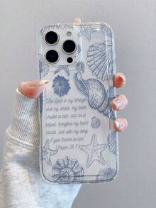 1pc Seashell Ocean Element Pattern, Air Cushion Transparent Shockproof Phone Case, TPU Material, Suitable As Holiday Gift, Compatible With Apple XS/XS Max/XR/11/12/13/14/15/16 Pro/Pro Max/14/15/16 Plus/17, Unisex, Phone Case A04/A51/A56/S25 Ultra/S22 Ultra/S21 Plus/S20/A73/A72/A55/A54/A53/A52/A34/A05/S25 Ultra/S25/S25 Plus - Clear - View 2