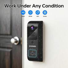 ZHXINSD 4MP Wireless Video Doorbell, Dual-Band WiFi 2.4G/5.8GHz Concurrent Transmission Doorbell Monitoring Camera, Two-Way Audio, Motion Detection Alert, Cloud Storage Recording, 4500mAh Ultra-Low Power Consumption Long Standby, Home Front Door Security First Choice - View 1