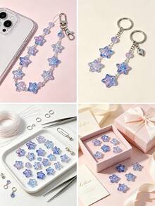 30pcs Transparent Star-Shaped Acrylic Beads With Colorful Confetti, Mini Five-Pointed Star Loose Beads For DIY Bracelet, Necklace, Earring, Keychain, Phone Charm, Jewelry Making Materials - Multicolor - View 4