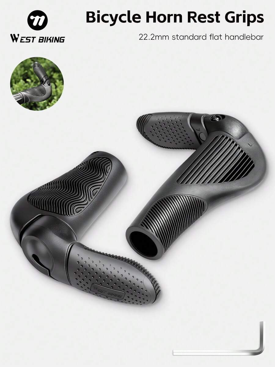 WEST BIKING 1Pair Widened Bike Handlebar Grips Built In Auxiliary Bar Rotatable Adjustable Design Anti Slip Shock Absorbing Cycling Handlebar Grips Comfortable Fatigue Relief Road Bike MTB Handlebars Cycling Accessories - Multicolor - View 1