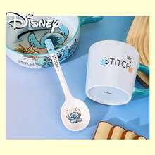Disney 經典迪士尼卡通陶瓷長柄湯匙，莉洛與史迪奇印花，家用分餐匙 - 查看 1