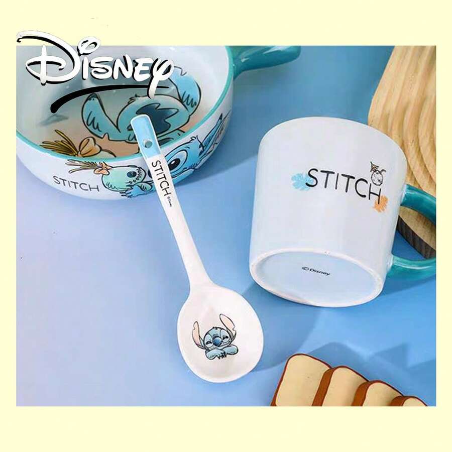 Disney 經典迪士尼卡通陶瓷長柄湯匙，莉洛與史迪奇印花，家用分餐匙 - 查看 1