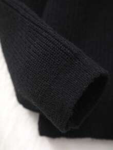 Tween Girl Colorblock Casual Versatile Daily Outing Cardigan - Black - View 7
