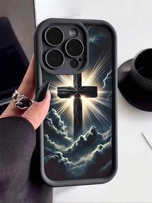 1件裝黑色雲海十字極簡個性化TPU防摔全包覆手機殼，適用於Apple 17 16 15 14 13 12 11 Pro Max Air及系列 - 彩色 - 查看 1