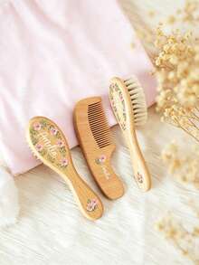 Custom Personalized Wooden Hairbrush Set, Custom Engraved Keepsake, Shower Gift Idea , Unisex Wooden Hair Brush And Comb Set - Multicolor - View 8