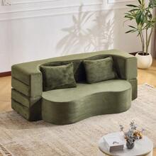 Large 2-In-1 Sofa, Fully Compressed Futon Sofa Bed, No-Assembly, Foldable Floor-Standing Sofa Bed, Suitable For Living Room, Guest Room, Bedroom And Other Spaces, Green - Green - View 1