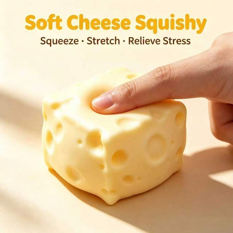 1pc Cheese Shaped Squishy Stress Relief Toy, One Size, Random Color, Soft Slow Rebound Squeeze Toy, Relieve Anxiety And Stress, Portable Office Desk Decompression Toy, Pocket Size Sensory Squishy, Suitable For Adults, Teenagers, Students Gift