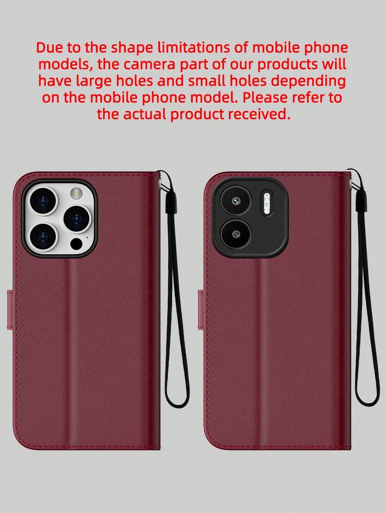 1pc Burgundy Flip Card Holder Phone Case Compatible With Apple Smartphone, Apple 17 Pro Max Phone Case With Portable Travel Lanyard, Anti-Drop Apple 17 Phone Case With Coin Card Pocket, Summer Apple 13 Stand Phone Case, Anti-Drop Anti-Shock Full Coverage Smartphone Protective Case Compatible With Samsung Phone Case, Fashion Apple 16 Phone Case, Flip Protective Case With Magnetic Buckle Apple 11 Phone Protective Case, Suitable For Daily Use Case, Practical Phone Accessory For Honor Phone Case - Burgundy - View 8