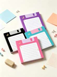 4-Pack Vintage Floppy Disk Sticky Notes, 3x3 Inch Lined Starry Sky & Moon Notebook, For Office Desk Decor, Aesthetic Planning Supplies And Unique Colleague Gift (50 Sheets Per Book) - one-size - View 3