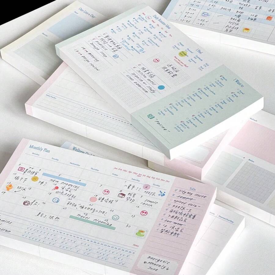50pcs Multi-Layout Planner Refill Pages, Monthly Planner Health Dashboard Daily Plan Tracker Inserts, Loose-Leaf Notebook Inner Pages, School Supplies, Back To School Supplies, Habit Schedule Notebook Binder Refill Pages - A - View 1