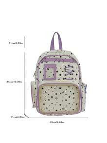 Star Print Ita Backpack For Teen Girls, Lace Up Clear Window Rucksack, Multi Color Back To School Anime Cosplay Daily Travel Student Bag - Multicolor - View 13