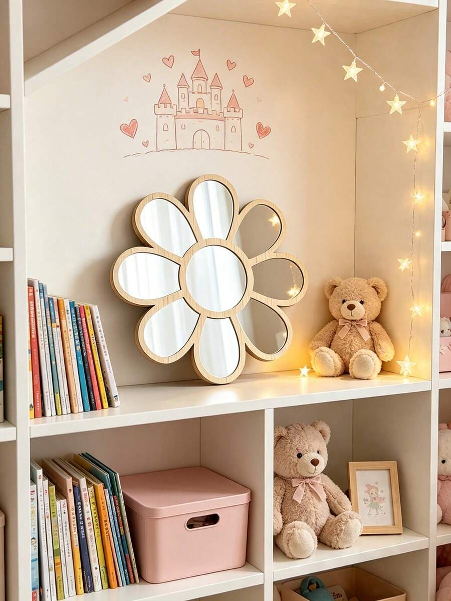 1 buah Cermin Dinding Bunga Daisy Vertikal dengan Bingkai Kayu, Cantik dan Tahan Lama, Cocok untuk Dekorasi Ruangan, Dekorasi Pembaptisan Bayi, Hadiah Bayi, Dekorasi Kamar Anak - MultiWarna - View 1