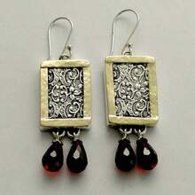 Women's Elegant Dual-Tone Scroll Pattern Earrings, Vintage Design Exudes Graceful Elegant - Silver - View 1