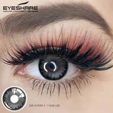 EYESHARE 1對瘋狂色彩灰色美妝彩色隱形眼鏡，年度美瞳彩色鏡片 - 灰色 - 查看 4
