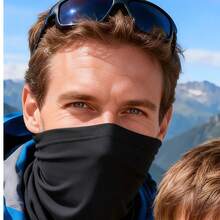 Men's & Women's Solid Color Neck Gaiter, UV Protection, Breathable Face Mask, Outdoor Cycling Running Magic Scarf, Sun Protection Milk Silk Headscarf, Ice Silk Cooling Neck Gaiter, UV Sun Protection Face Mask, Lightweight Breathable Neck Guard, Suitable For Motorcycle Riding And Hiking - Black - View 4