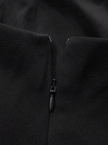 QUNGIGU Elegant Women's Dress Square Neck Long A Line For Wedding Guest Cocktail Party Evening Wear - Black - View 8