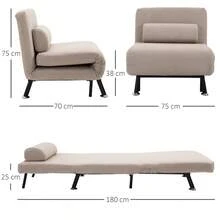 Silla Cama Plegable con Respaldo Ajustable, Color Gris Oscuro, Disponible en Sitio - Beige + Acero - Ver 2
