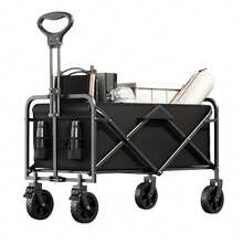 Collapsible Wagon With Wheels, 590 Lbs Wagons Carts Foldable Wagon Cart With FlexibleHandle, Lightweight Portable Folding Utility Grocery Shopping Cart For Grocery Sports Garden Camping. No Assembly Required - View 10