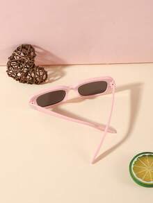 1 PC Boys Girls 5-9Y Casual Rectangle Fashion Glasses Solid Color Lens Black And Pink PC Frame Lightweight For Outdoor Activities With Glasses Box - Multicolor - View 11