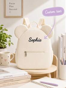 Personalized Corduroy Backpack, Customizable Name, Mini Backpack, Lightweight Shoulder Bag, Waterproof - Multicolor - View 5