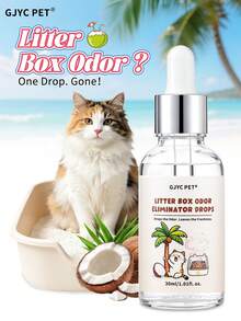 GJYC PET Liquid Cat Litter Deodorizer – Tropical Coconut Scent, Works With Clumping, Crystal & Clay Litter, Eliminates Odors At The Source, 1.01 Fl Oz - 30ml - View 1