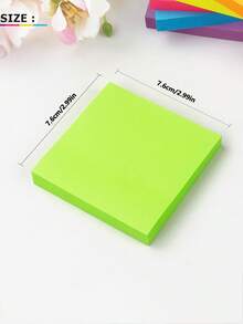 8pcs Square Self-Adhesive Memo Pads, Fluorescent Colorful Sticky Notes, Student Note Strips, Reusable, Aesthetic Macaron Bright Solid Color Minimalist Design, Premium Thick Paper Material, Strong Adhesion Firm Attachment Without Peeling, Back To School Supplies - one-size - View 6