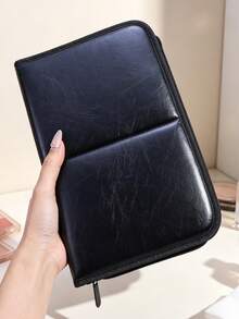 Tas Penyimpanan Kuas Makeup 14 Slot, Tempat Kuas Lipat Tegak, Kapasitas Besar, Portabel untuk Perjalanan, Tas Penyimpanan PU Anti Debu (Kuas Makeup Tidak Termasuk) - Hitam - View 8