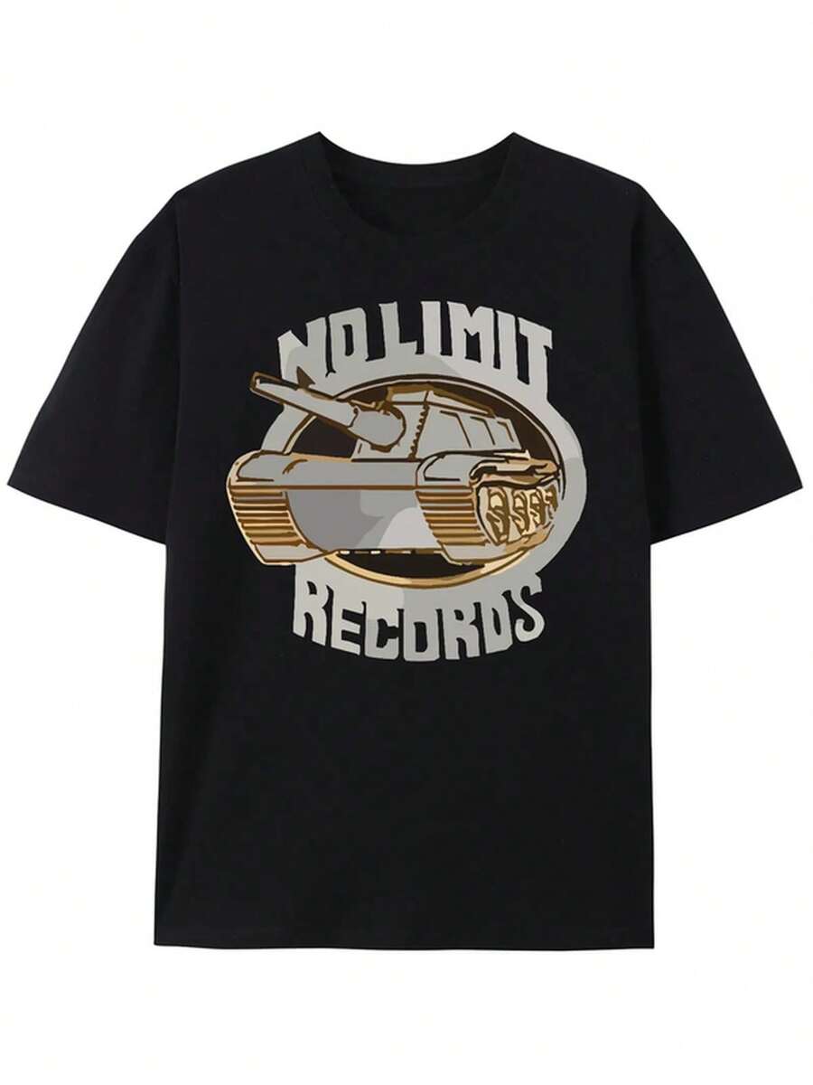 No Limit Records Dirty South Rap Hip Hop T-Shirtmit Einem Retro Y2K Street Style. This Unisex Top Is Suitable For All Seasons. - 黑色 - 查看 1