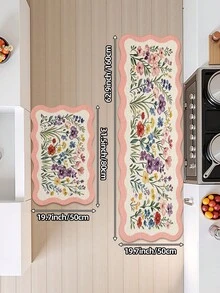 1pc Floral Pattern Area Rug, Kitchen Runner Carpet, Suitable For Bathroom, Kitchen, Outdoor, Indoor, Bedroom, Living Room, Bedside Mat, Machine Washable, Easy To Clean, Non-Slip Backing, Bedroom Bathroom Decorative Rug - Multicolor - View 11