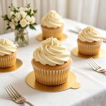 51/102pcs Round Mini Gold Mousse Cake Bases, Disposable Greaseproof Cupcake Bottoms, Durable Dessert Cardboard With Easy-Grip Handles, Suitable For Wedding, Birthday Party, Baking - View 3