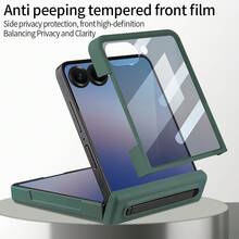 VIETAO Casing Ponsel Kulit Sintetis dengan Pena Terintegrasi, Kompatibel dengan Galaxy Z Flip 8 Flip8 7 6, Dilengkapi Pelindung Layar Kaca Tempered - Hijau - View 4