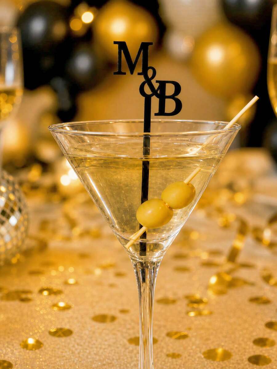 Personalized Wedding Stir Sticks - Wedding Party Decor, Daily Home Use, Wedding Stir Sticks (Gold)