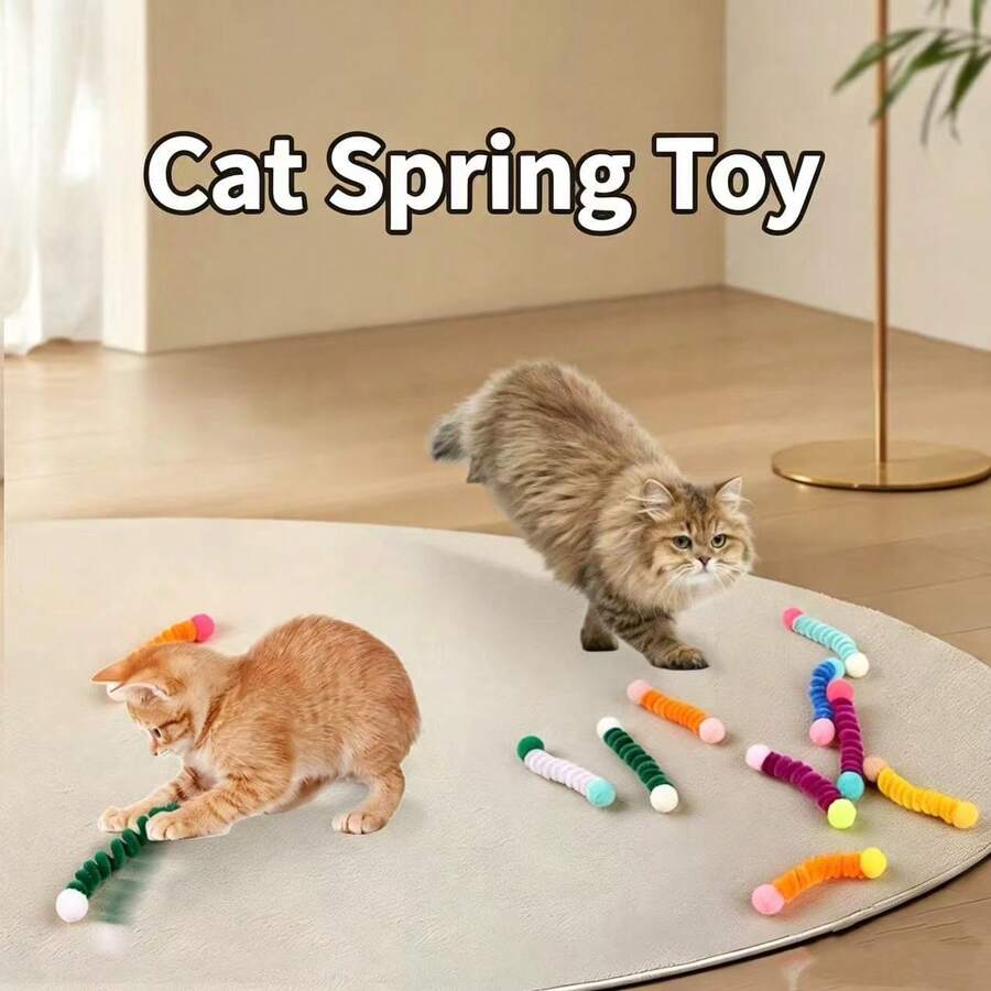 4/12/24pc Durable Cat Toys, Indoor Elastic Interactive Toys, No Battery Required, Multi-Color Random, Polyester Catnip Toys, Suitable For Kittens And Adult Cats, Soft Paw-Friendly Design - View 1