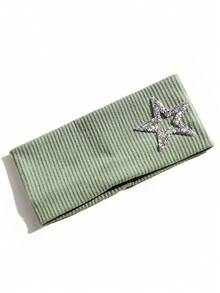 1pc Women's Rhinestone Pentagram Ribbed Solid Color Casual Outdoor Headband, Fashionable Versatile Daily Street Hair Accessory - Multicolor - View 14