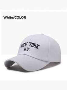1pc Baseball Cap, High-Density Polyester Fiber Material, Available In Classic Beige And Navy Blue Solid Colors. Minimalist Luxury Style, 6-Panel Curved Brim, With 3D Embossed Texture, Sweat-Absorbing Headband, Metal Buckle Adjustable Head Circumference, Sun Protection And Windproof, Suitable For Commuting, Travel, Daily Wear, All Seasons - Multicolor - View 12