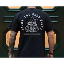 Kämpfe den guten Kampf Boxing Gym Pump Christliche Streetwear Christliches Gym-Shirt Herren Christliches Shirt Christliche Männerkleidung - Schwarz - Übersicht 8
